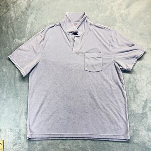 Terry Cloth Vineyard Vines Polo Shirt Large Mens Blue Pocket Pullover Pool Beach